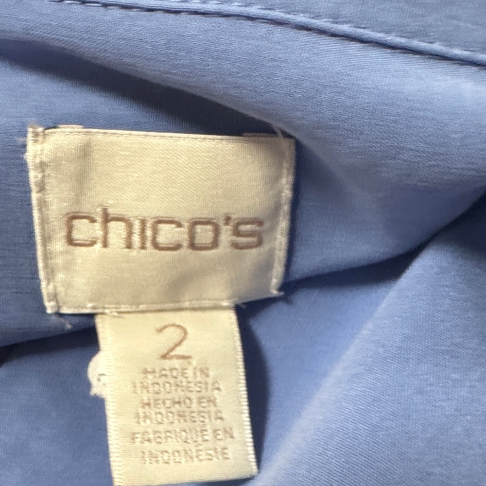 Chico's Light Blue Casual Button Down Tunic Shirt - Picture 6 of 8